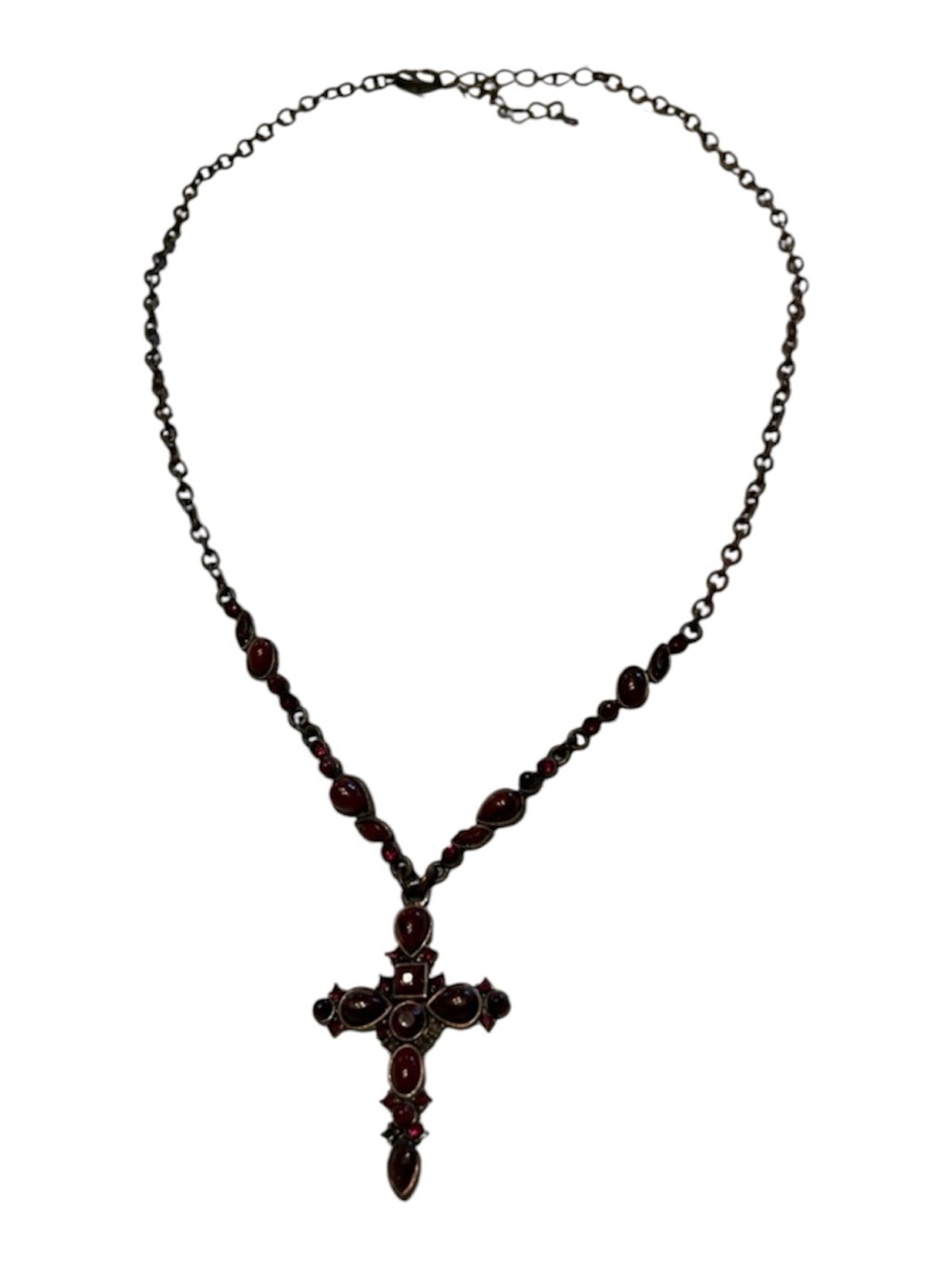 Elegant  Garnet and copper style  look Cross Necklace